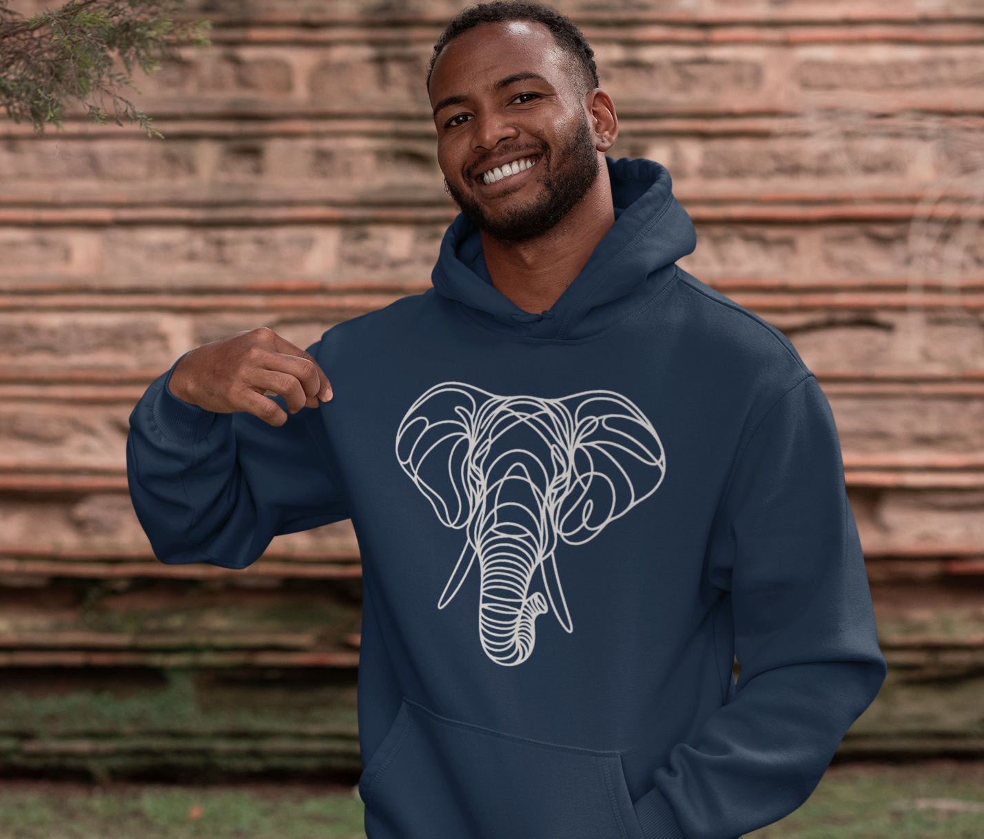 Duwweltjie® Wildline - Elephant Men's Hoodie