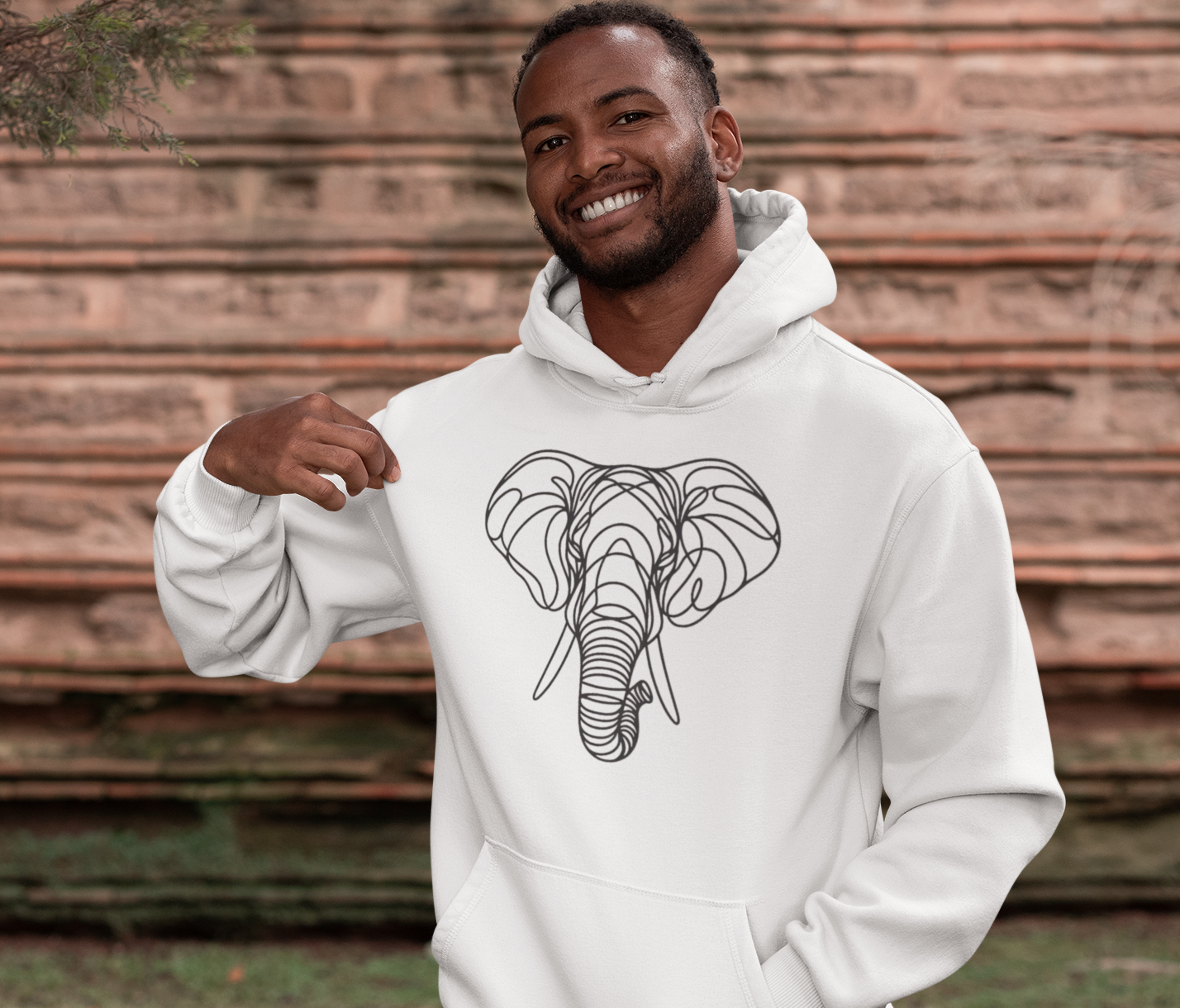 Duwweltjie® Wildline - Elephant Men's Hoodie