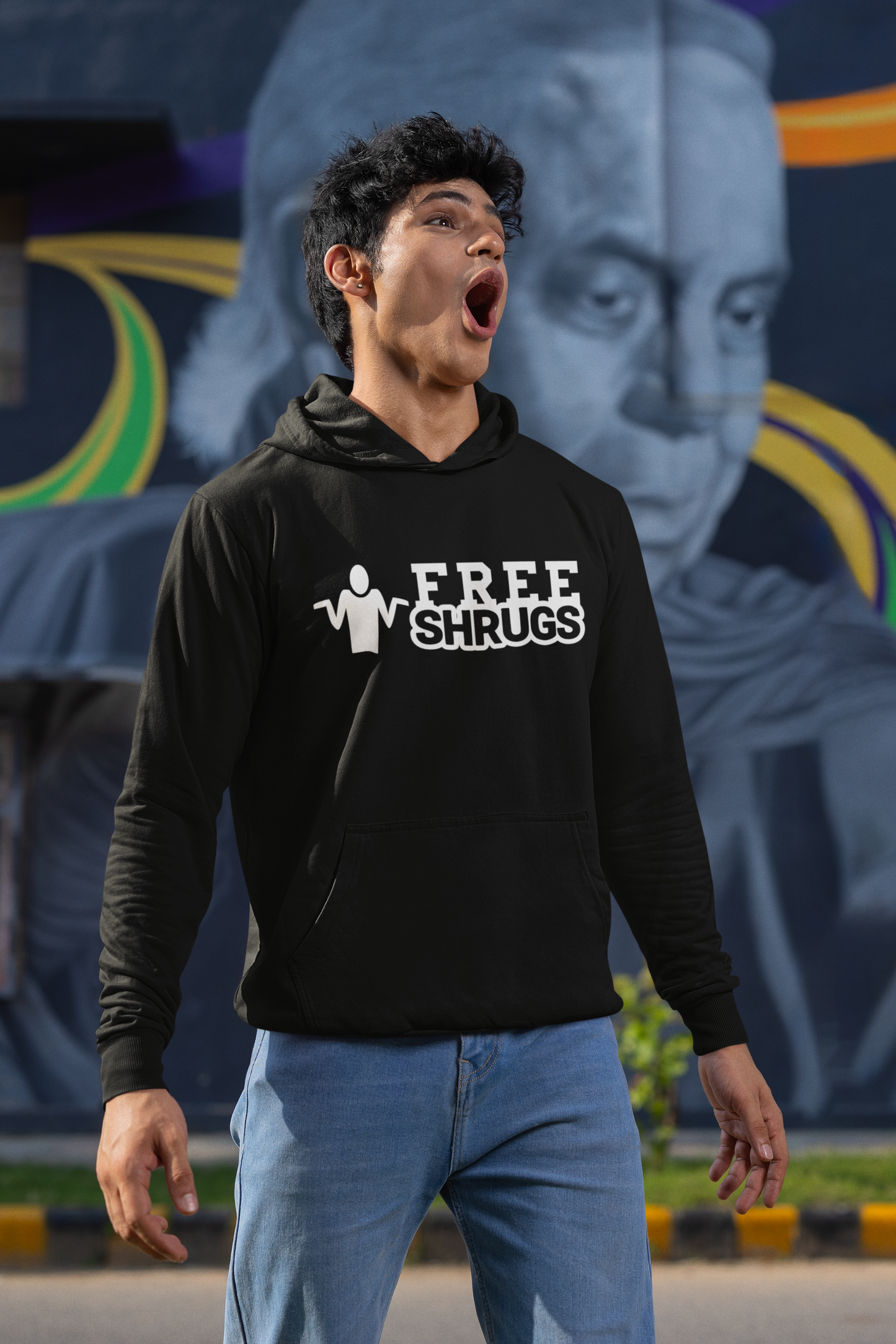 Duwweltjie® Foolstop - "Free Shrugs" Men's Hoodies