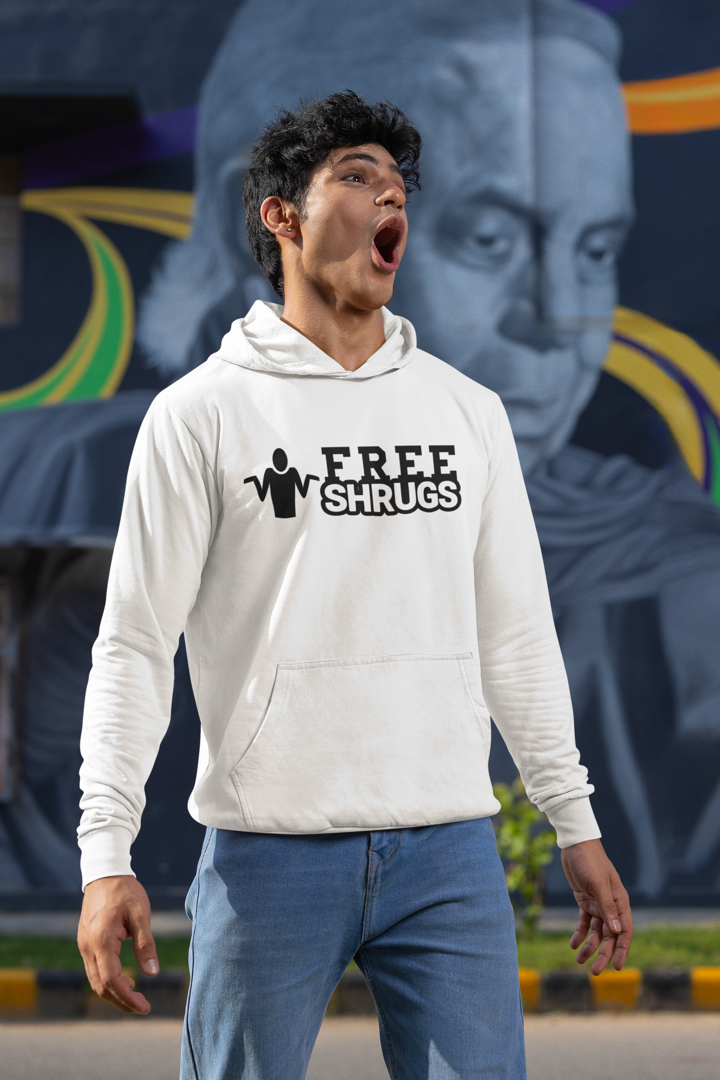 Duwweltjie® Foolstop - "Free Shrugs" Men's Hoodies