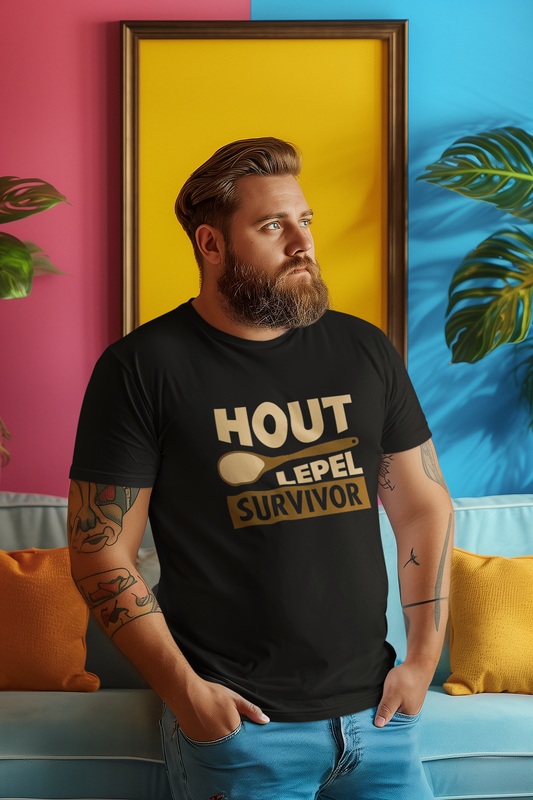 Duwweltjie® Foolstop - "Hout Lepel Survivor" Men's T-Shirt