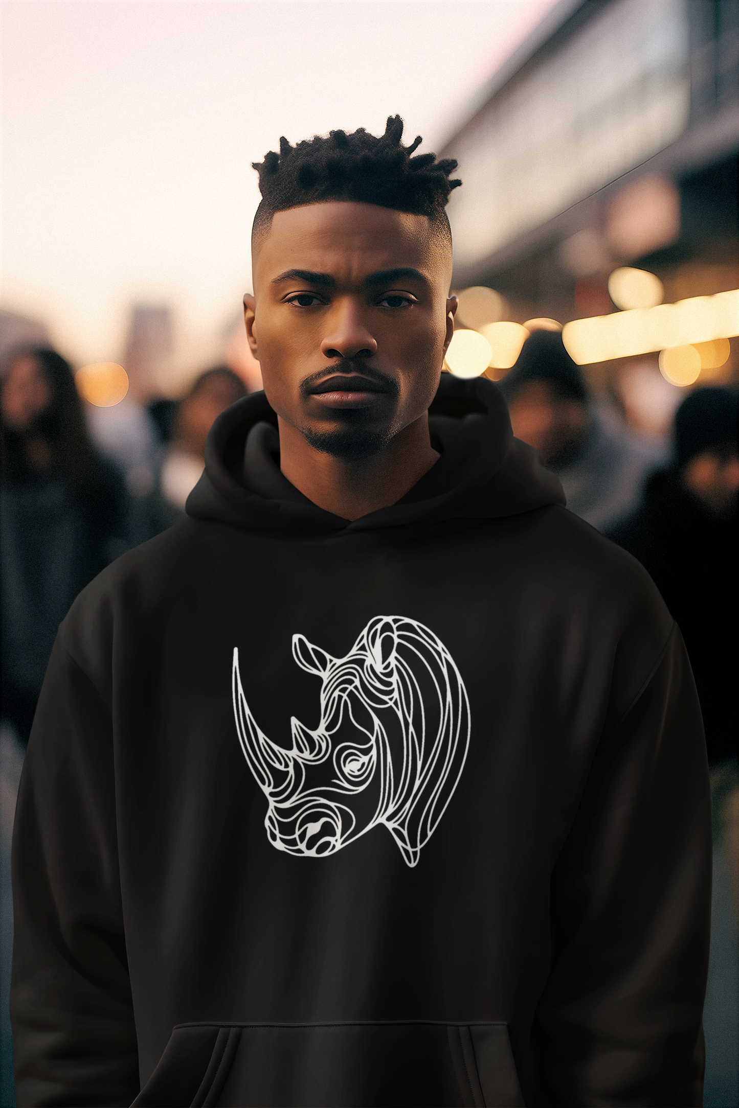 Duwweltjie® Wildline - Rhino Men's Hoodie