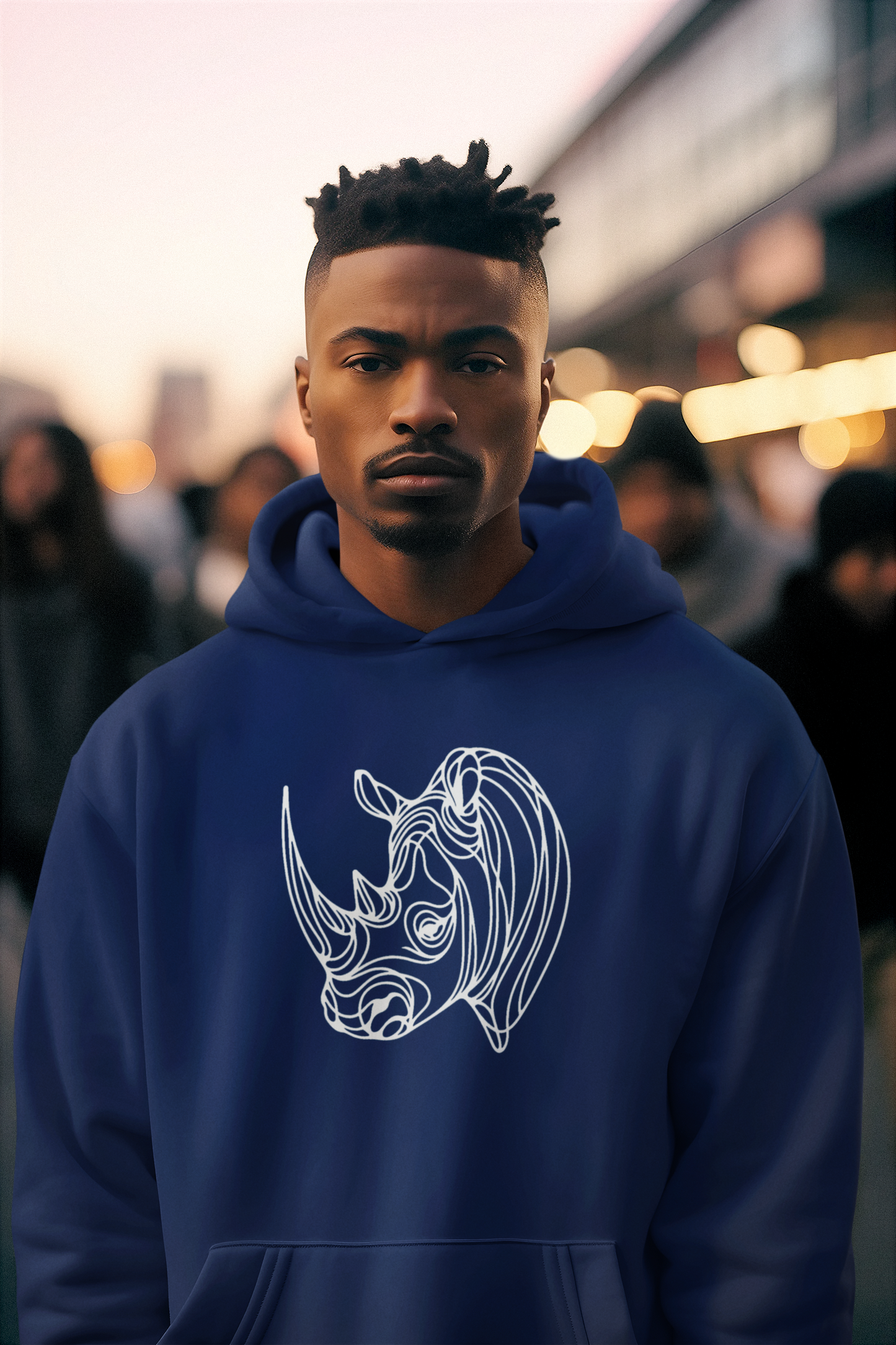 Duwweltjie® Wildline - Rhino Men's Hoodie
