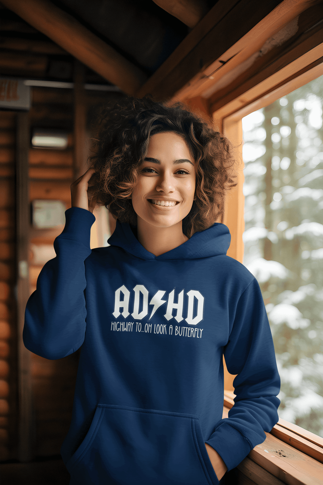 Duwweltjie® Foolstop - "ADHD Highway to...oh look a butterfly" Women's Hoodie - Duwweltjie