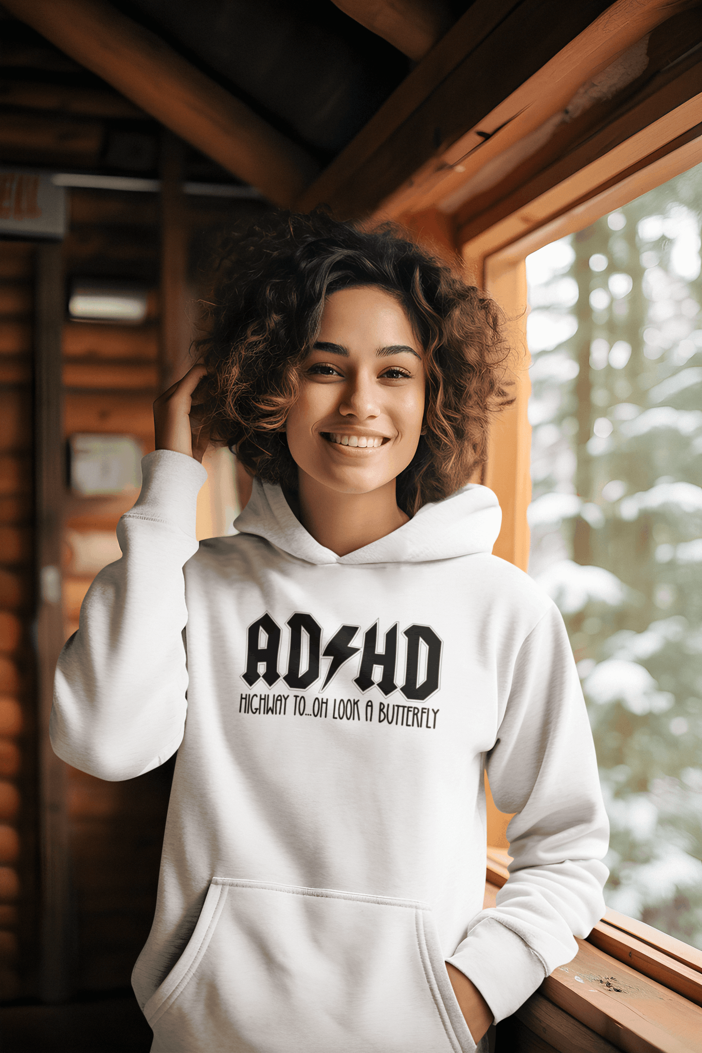 Duwweltjie® Foolstop - "ADHD Highway to...oh look a butterfly" Women's Hoodie - Duwweltjie