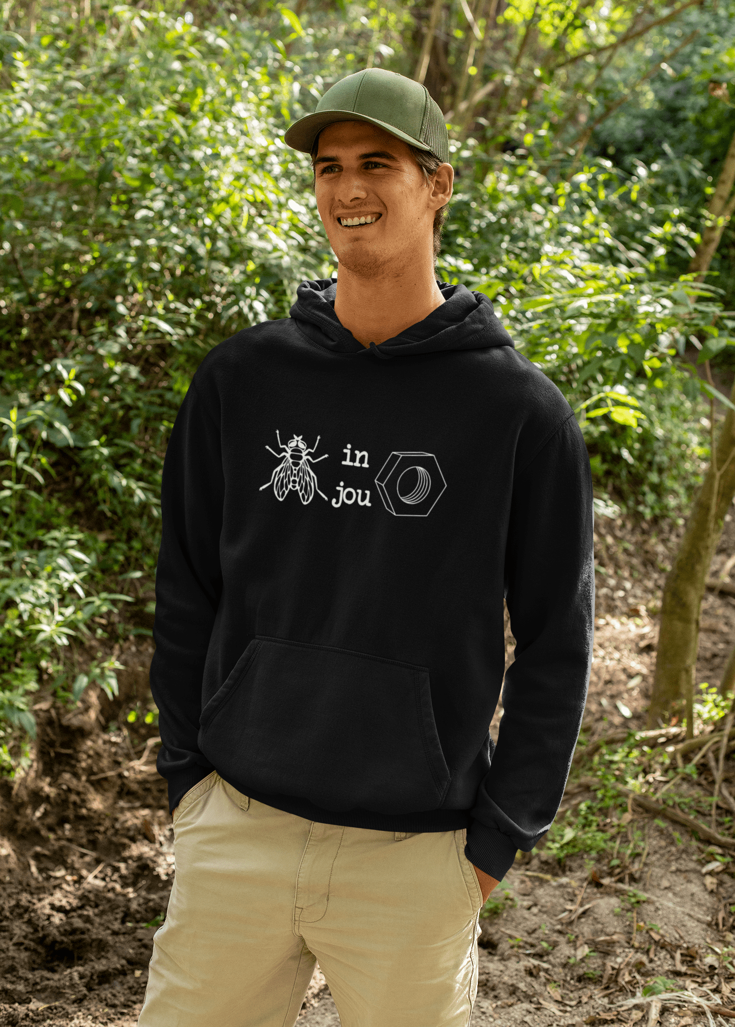 Duwweltjie® Foolstop - "Vlieg in jou moer" Men's Hoodie - Duwweltjie