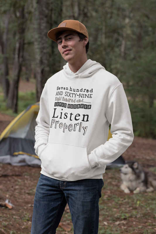 Duwweltjie® Foolstop - "Listen Properly" Men's Hoodie