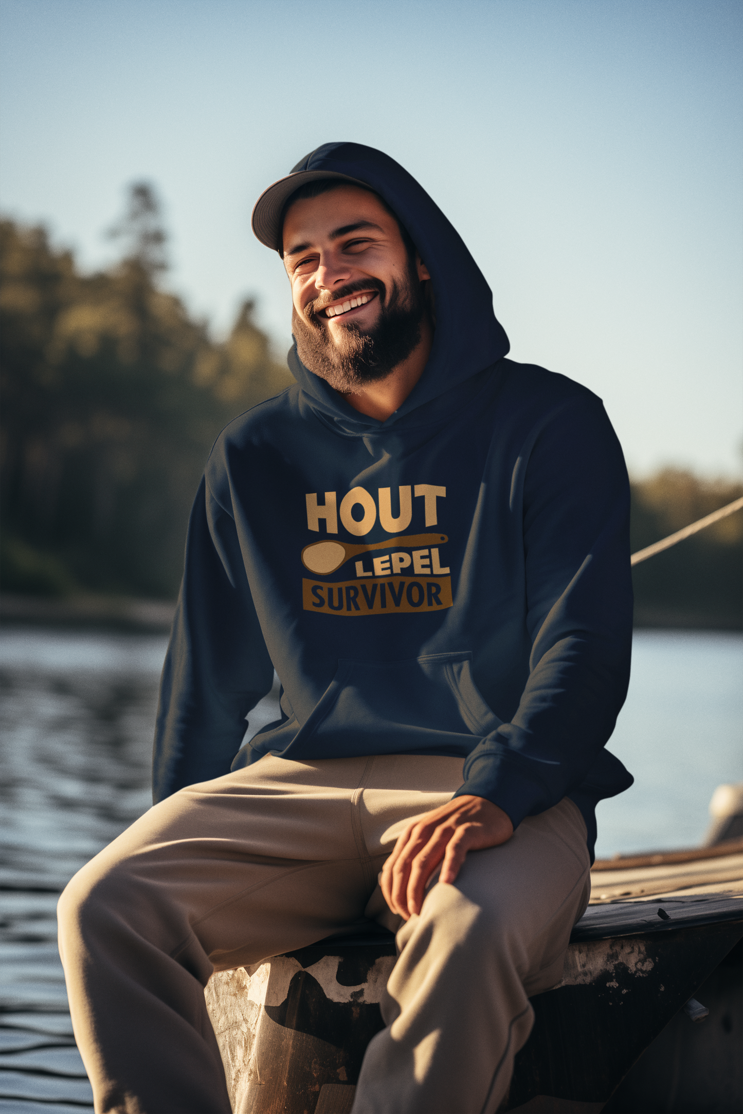 Duwweltjie® Foolstop - "Hout Lepel Survivor" Men's Hoodie