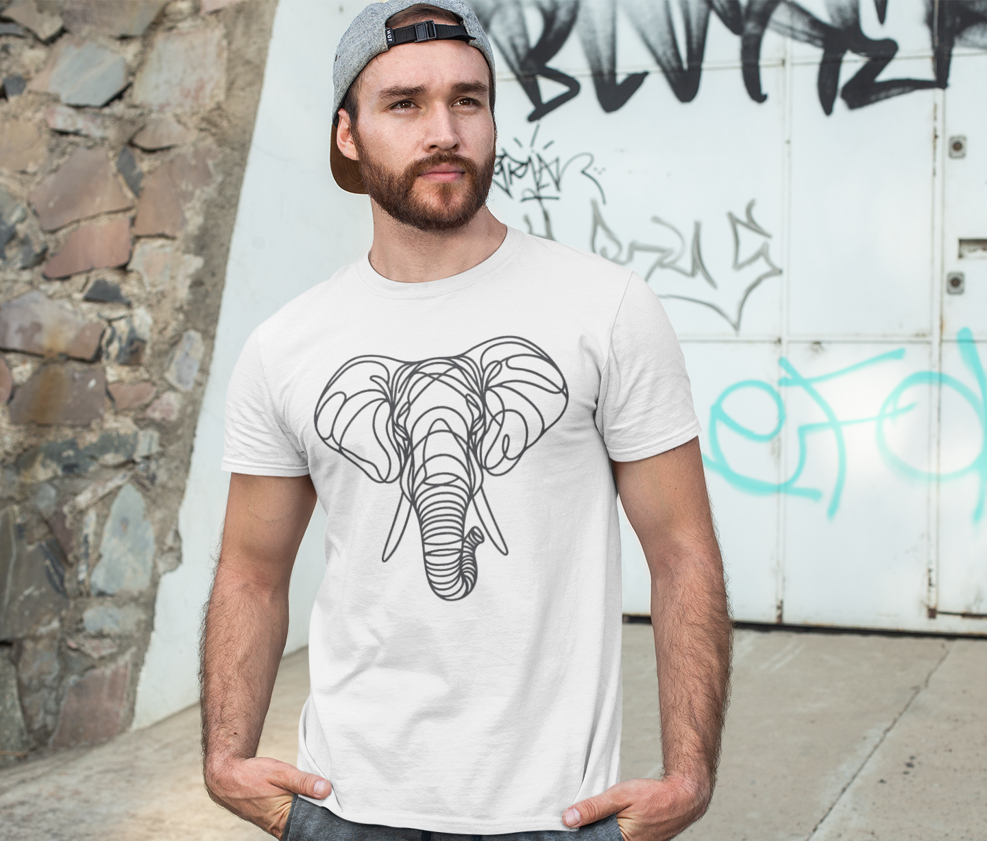 Duwweltjie® Wildline - Elephant Men's T-Shirt