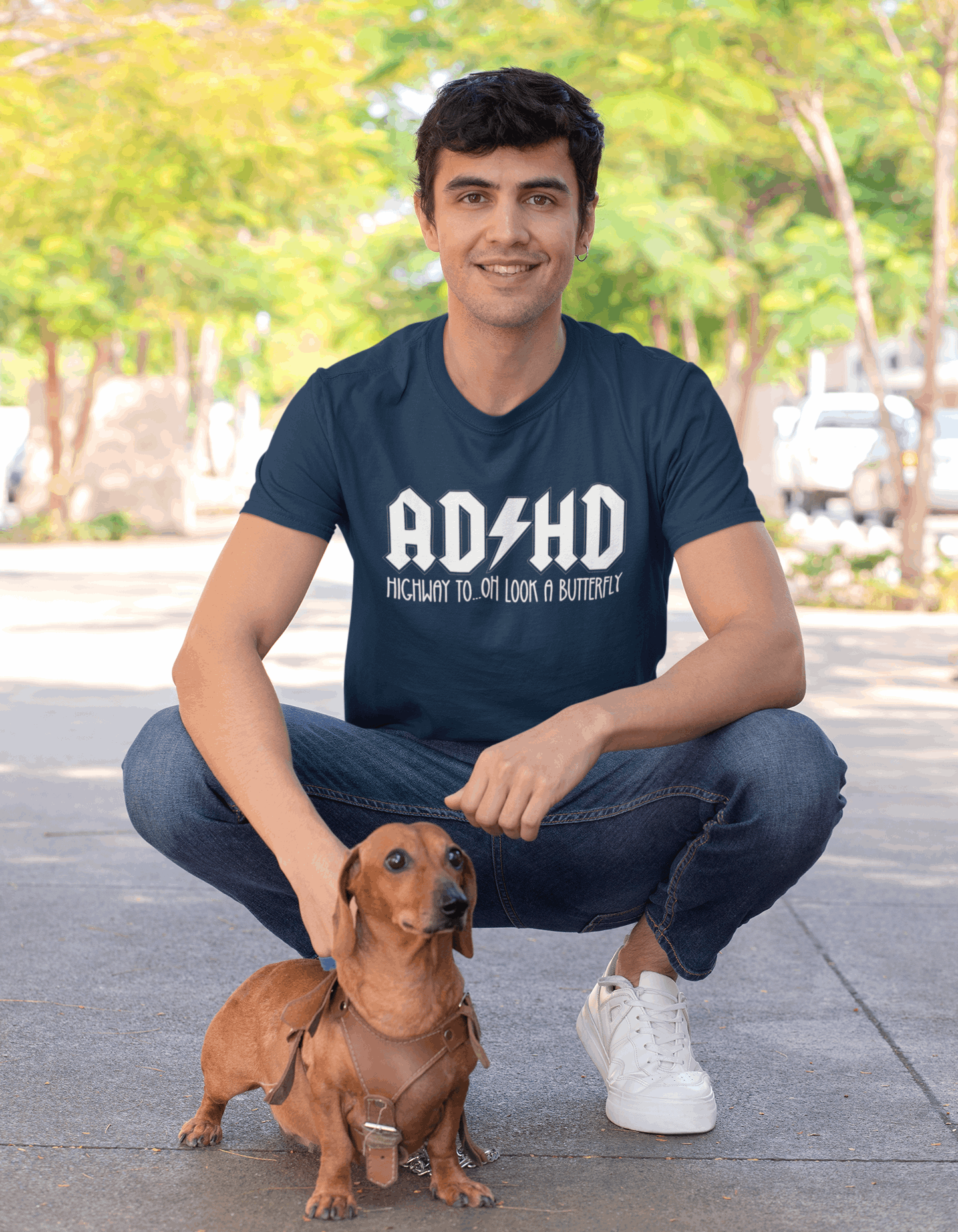 Duwweltjie® Foolstop - "ADHD Highway to...oh look a butterfly" Men's T-Shirt - Duwweltjie