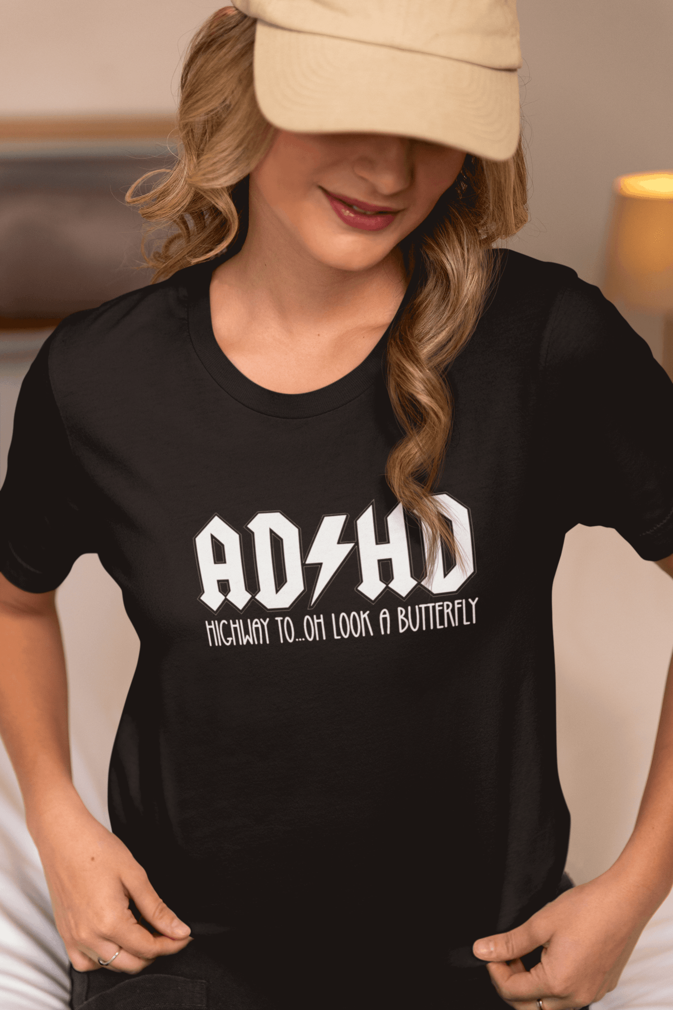 Duwweltjie® Foolstop - "ADHD Highway to...oh look a butterfly" Women's T-Shirt - Duwweltjie